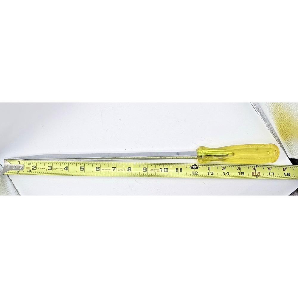 PROTO 9812 16" Long Flat Blade Yellow Translucent Handle Slotted Screwdriver USA